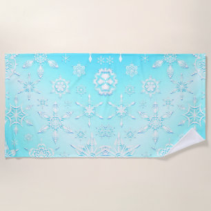 Crystal Snowflakes Pattern Beach Towel