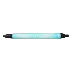 Crystal Snowflakes Pattern Black Ink Pen