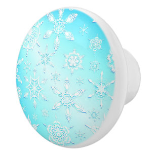 Crystal Snowflakes Pattern Ceramic Knob