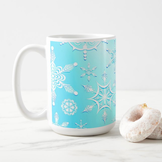Crystal Snowflakes Pattern Coffee Mug (With Donut)