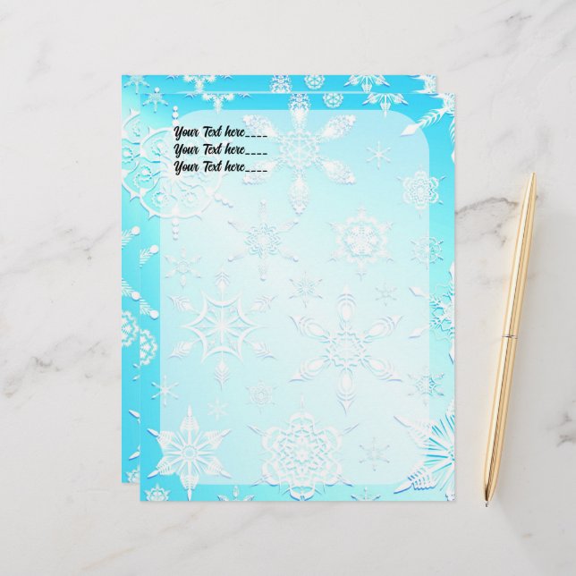 Crystal Snowflakes Pattern Custom Letterhead (Front/Back In Situ)