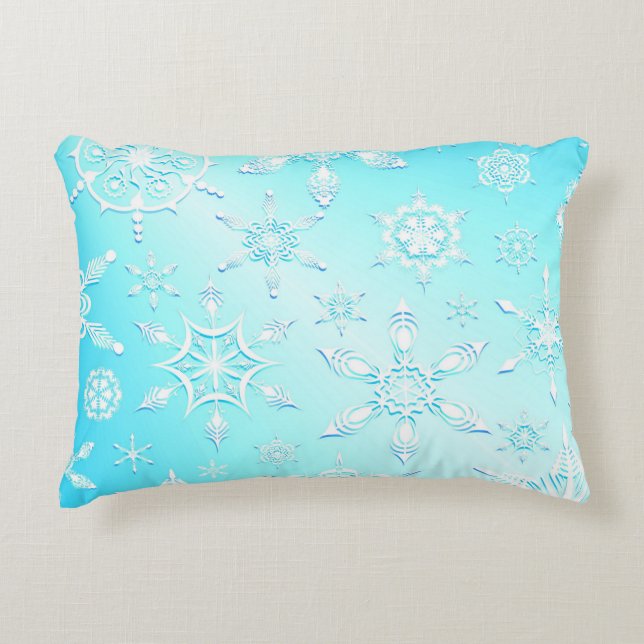 Crystal Snowflakes Pattern Decorative Cushion (Front)