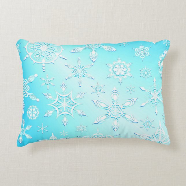 Crystal Snowflakes Pattern Decorative Cushion (Front)