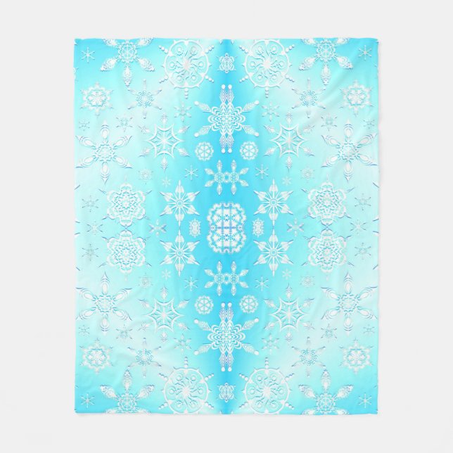 Crystal Snowflakes Pattern Fleece Blanket (Front)