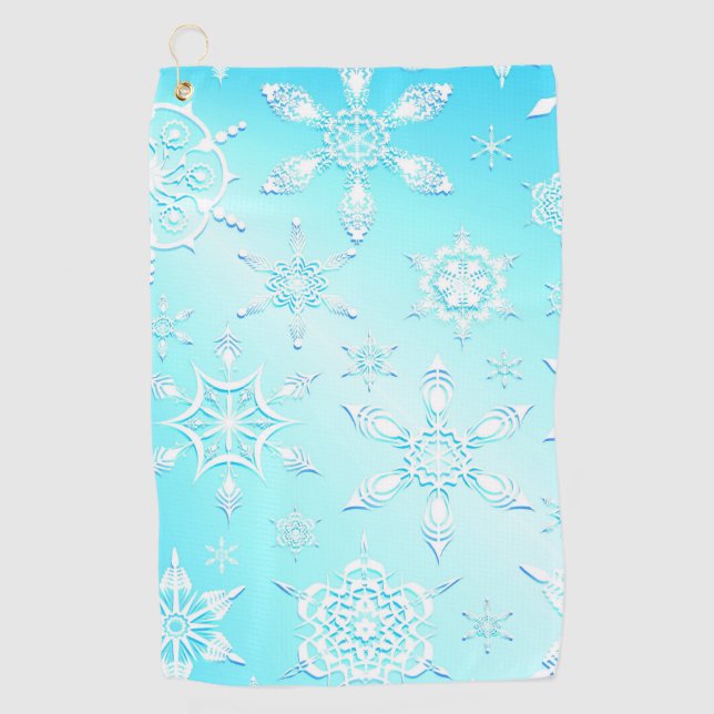 Crystal Snowflakes Pattern Golf Towel (Front)