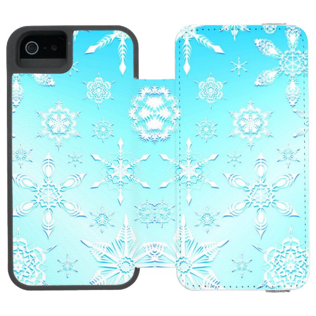 Crystal Snowflakes Pattern Incipio iPhone Wallet Case (Folio Open)
