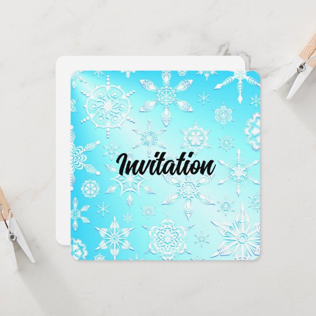 Crystal Snowflakes Pattern Invitation (Front/Back In Situ)