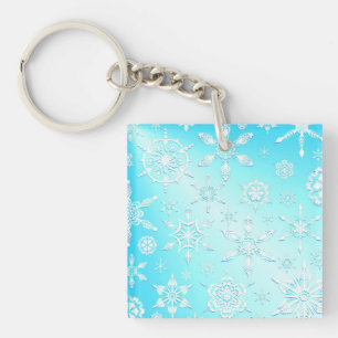 Crystal Snowflakes Pattern Key Ring