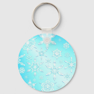 Crystal Snowflakes Pattern Key Ring