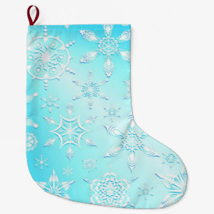 Crystal Snowflakes Pattern Large Christmas Stocking