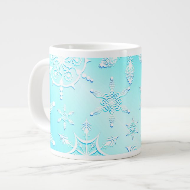 Crystal Snowflakes Pattern Large Coffee Mug (Front Left)
