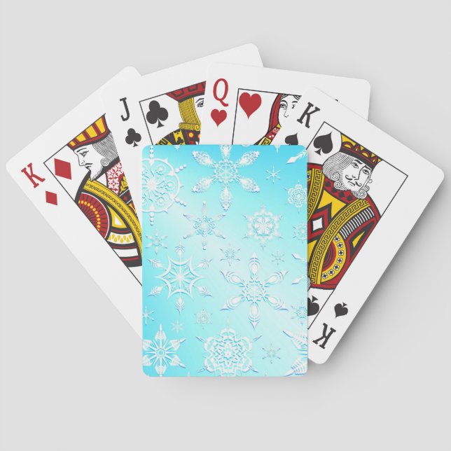 Crystal Snowflakes Pattern Playing Cards (Back)