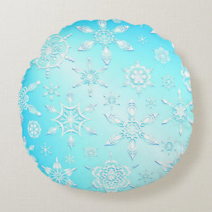 Crystal Snowflakes Pattern Round Cushion