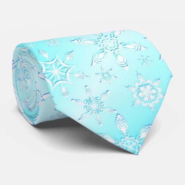 Crystal Snowflakes Pattern Tie (Rolled)