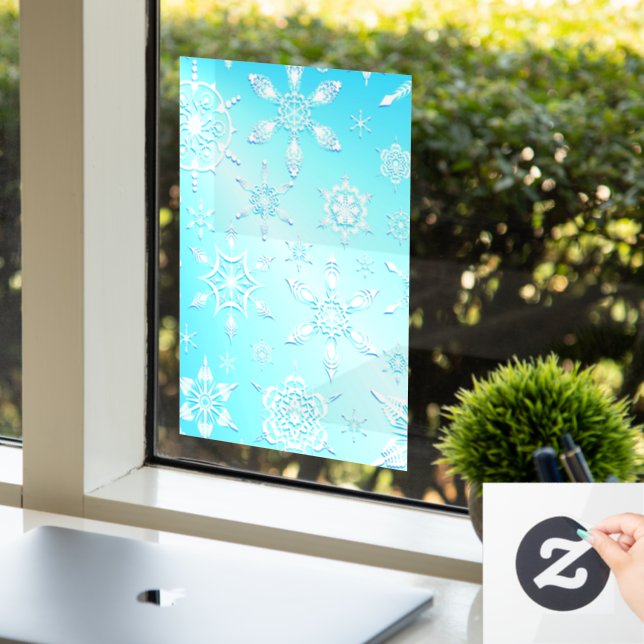 Crystal Snowflakes Pattern Window Cling (Office)