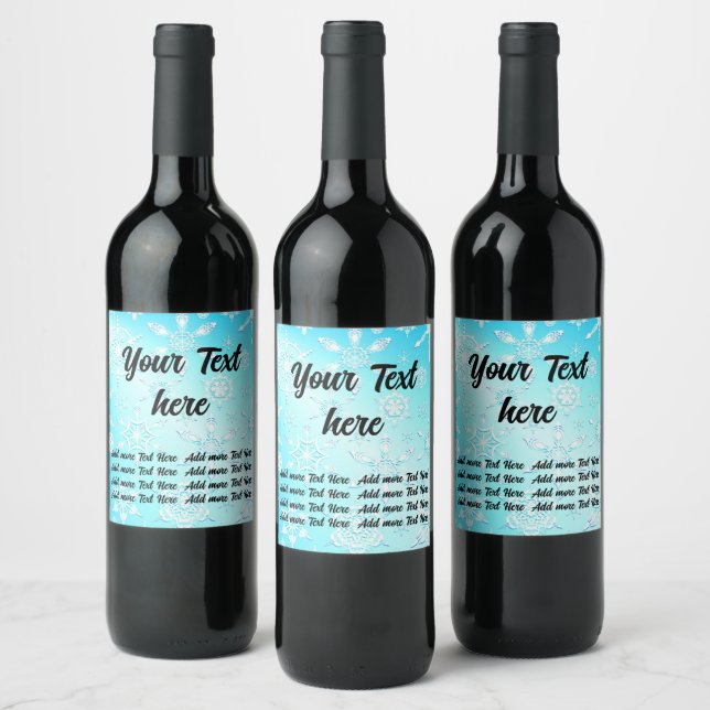Crystal Snowflakes Pattern Wine Label (Bottles)
