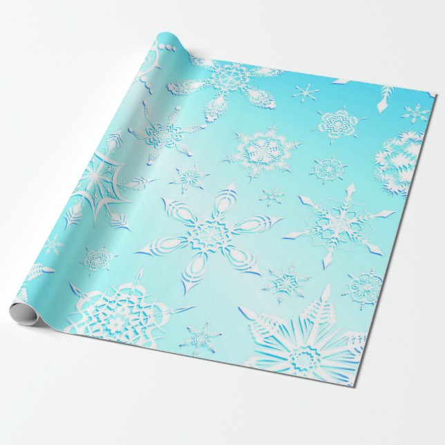 Crystal Snowflakes Pattern Wrapping Paper (Unrolled)
