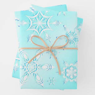 Crystal Snowflakes Pattern Wrapping Paper Sheet