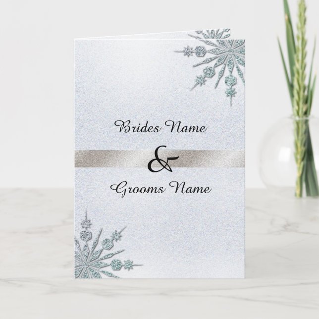 Crystal Snowflakes Wedding Folded Invitation (Front)