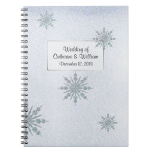 Crystal Snowflakes Winter Wedding Guest Sign In Notebook