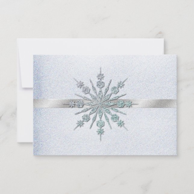 Crystal Snowflakes Winter Wedding RSVP (Front)