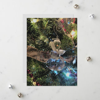 Crystal Snowman Ornament on the Tree Holiday Card