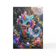 Crystal Sprout – Cute Crystal Dragon Fantasy Art
