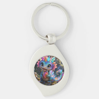 Crystal Sprout – Cute Crystal Dragon Fantasy Art Key Ring