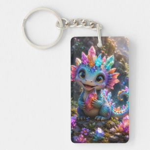 Crystal Sprout – Cute Crystal Dragon Fantasy Art Key Ring