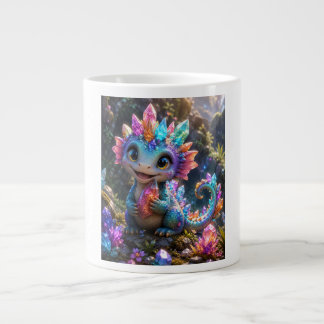 Crystal Sprout – Cute Crystal Dragon Fantasy Art Large Coffee Mug