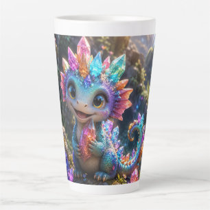 Crystal Sprout – Cute Crystal Dragon Fantasy Art Latte Mug