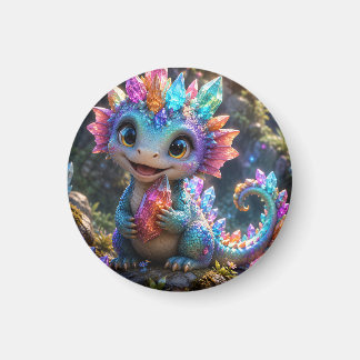 Crystal Sprout – Cute Crystal Dragon Fantasy Art Magnet
