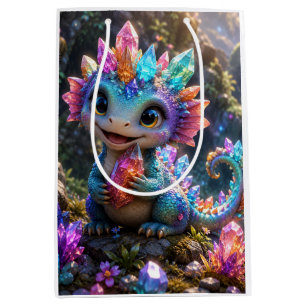 Crystal Sprout – Cute Crystal Dragon Fantasy Art Medium Gift Bag