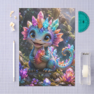 Crystal Sprout – Cute Crystal Dragon Fantasy Art Tissue Paper