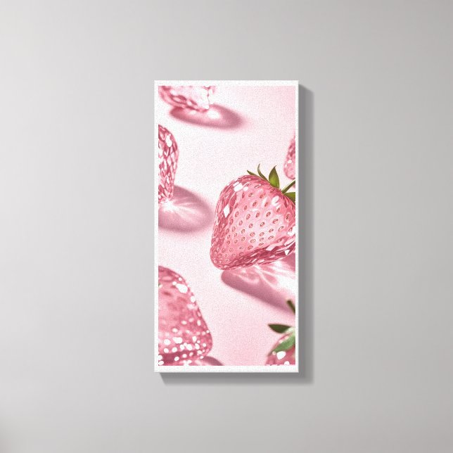Crystal Strawberry – Sparkling Fruit Art Canvas Print (Front)