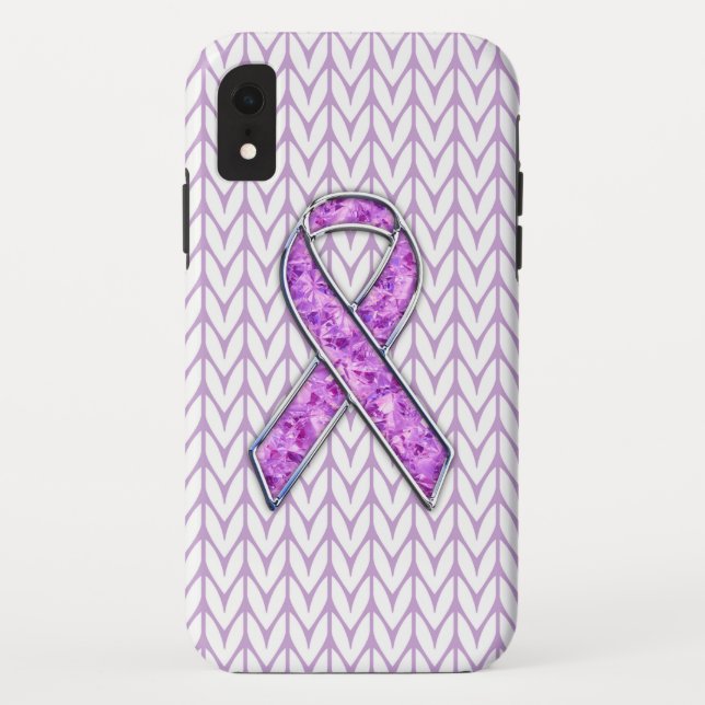 Crystal Style Pink Ribbon Awareness Knit Case-Mate iPhone Case (Back)