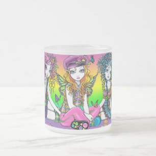 "Crystal, Sunny, Buttercup" Rainbow Fairy Friends Frosted Glass Coffee Mug