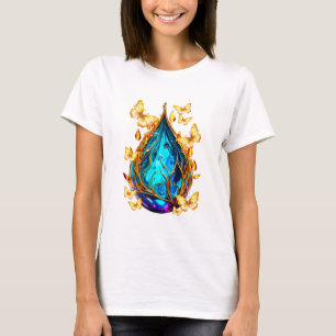 Crystal Tear Drop with Butterflies T-Shirt