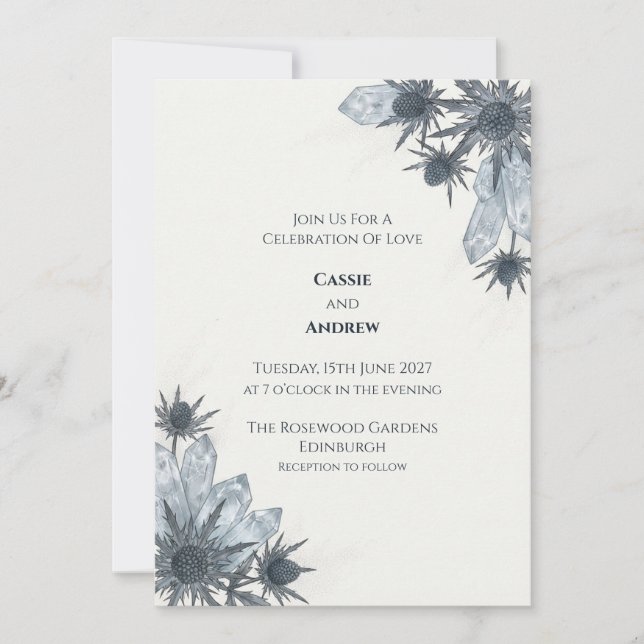 Crystal Thistle Scottish Wedding Invitation (Front)
