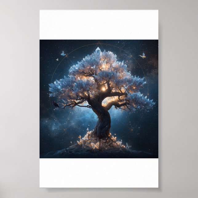 Crystal Tree Under a Celestial Sky Poster (Front)