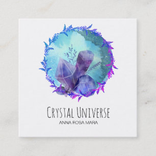 *~* Crystal Universe Flower Wreath Square Business Card
