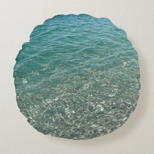 Crystal Water Beach Vibe Round Cushion (Front)