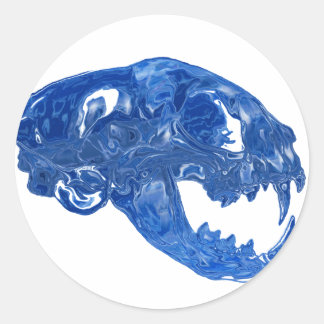 Crystal Water Cat Skull Classic Round Sticker