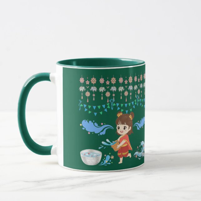 Crystal water celebration hunter green mug (Left)