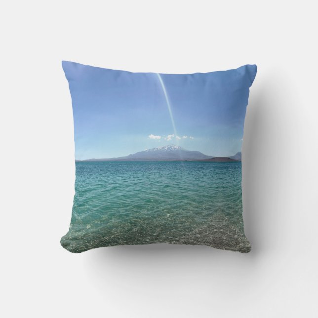 Crystal Water View Blue Sky Beach Vibe Peaceful Cushion (Front)