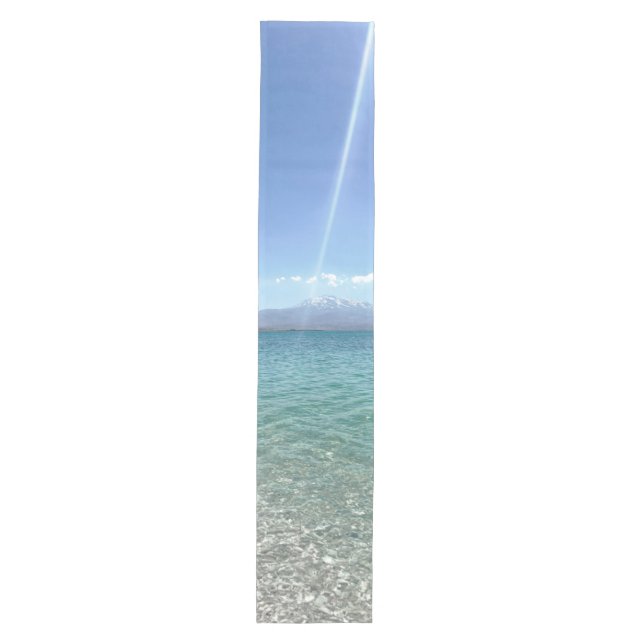 Crystal Water View Blue Sky Beach Vibe Peaceful Medium Table Runner (Front)