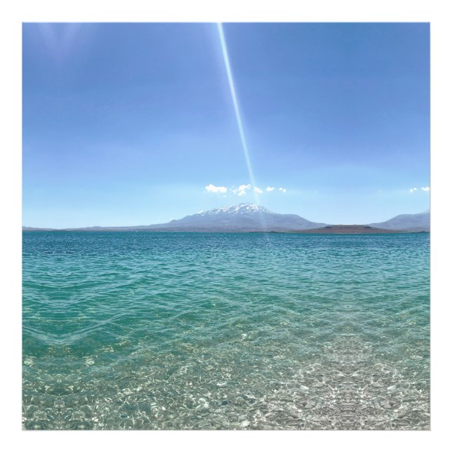 Crystal Water View Blue Sky Beach Vibe Peaceful Photo Print (Front)