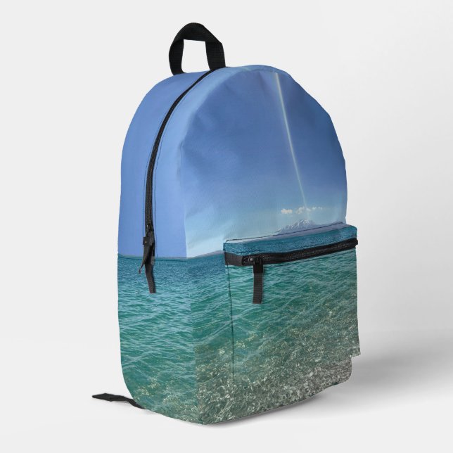 Crystal Water View Blue Sky Beach Vibe Peaceful Printed Backpack (Back Corner Left)