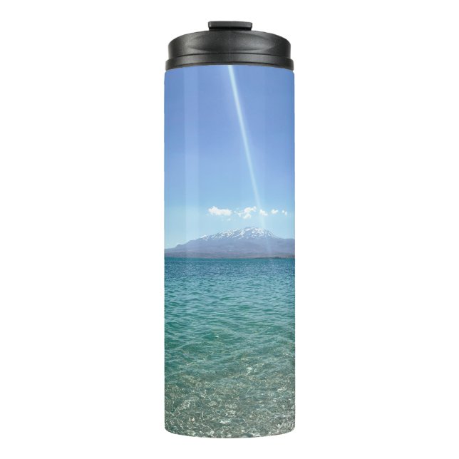 Crystal Water View Blue Sky Beach Vibe Peaceful Thermal Tumbler (Front)