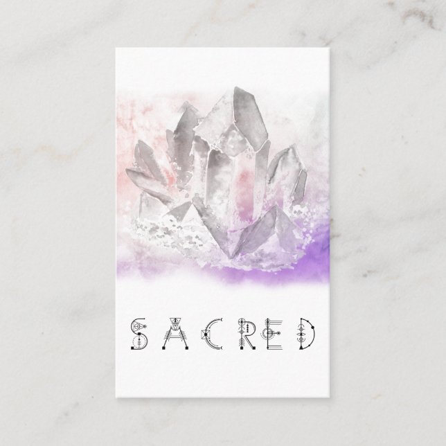 *~* Crystal Watercolor Healing Arts Sacred Yoga Business Card (Front)